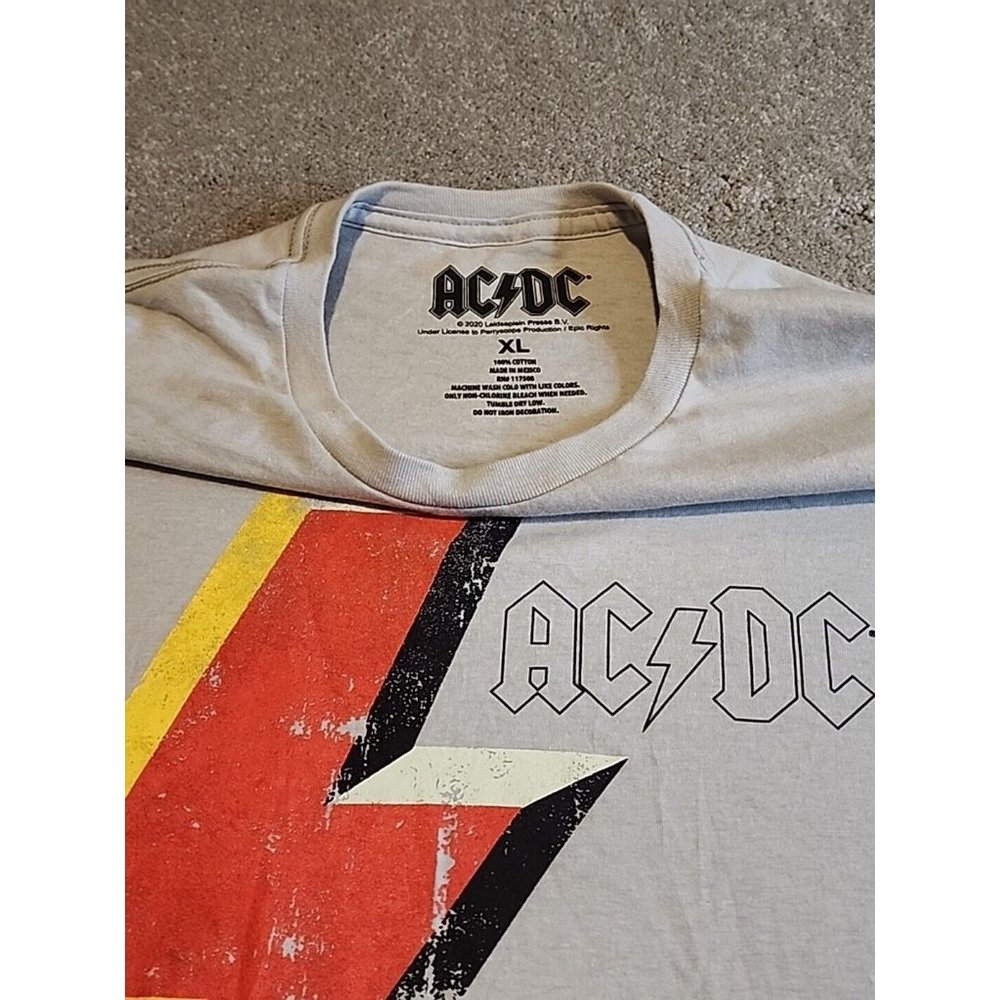 HYBRID APPAREL AC/DC gray tee t-shirt XL Thunderbolt